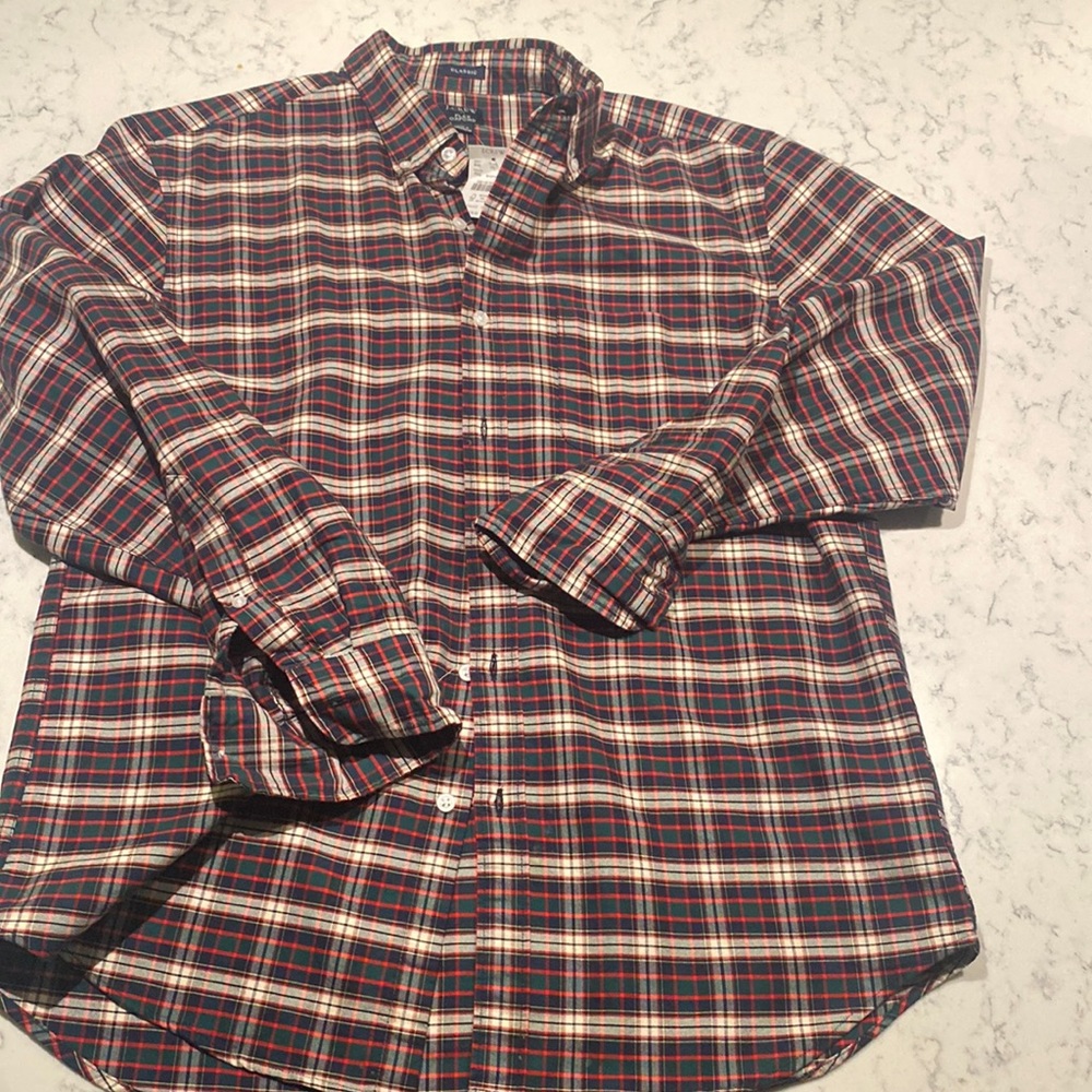 Plaid button down men’s shirt